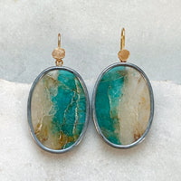 Amazonite in Quartz Oval Earrings